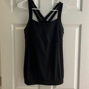 Athleta black multi strap Razorback workout tank M